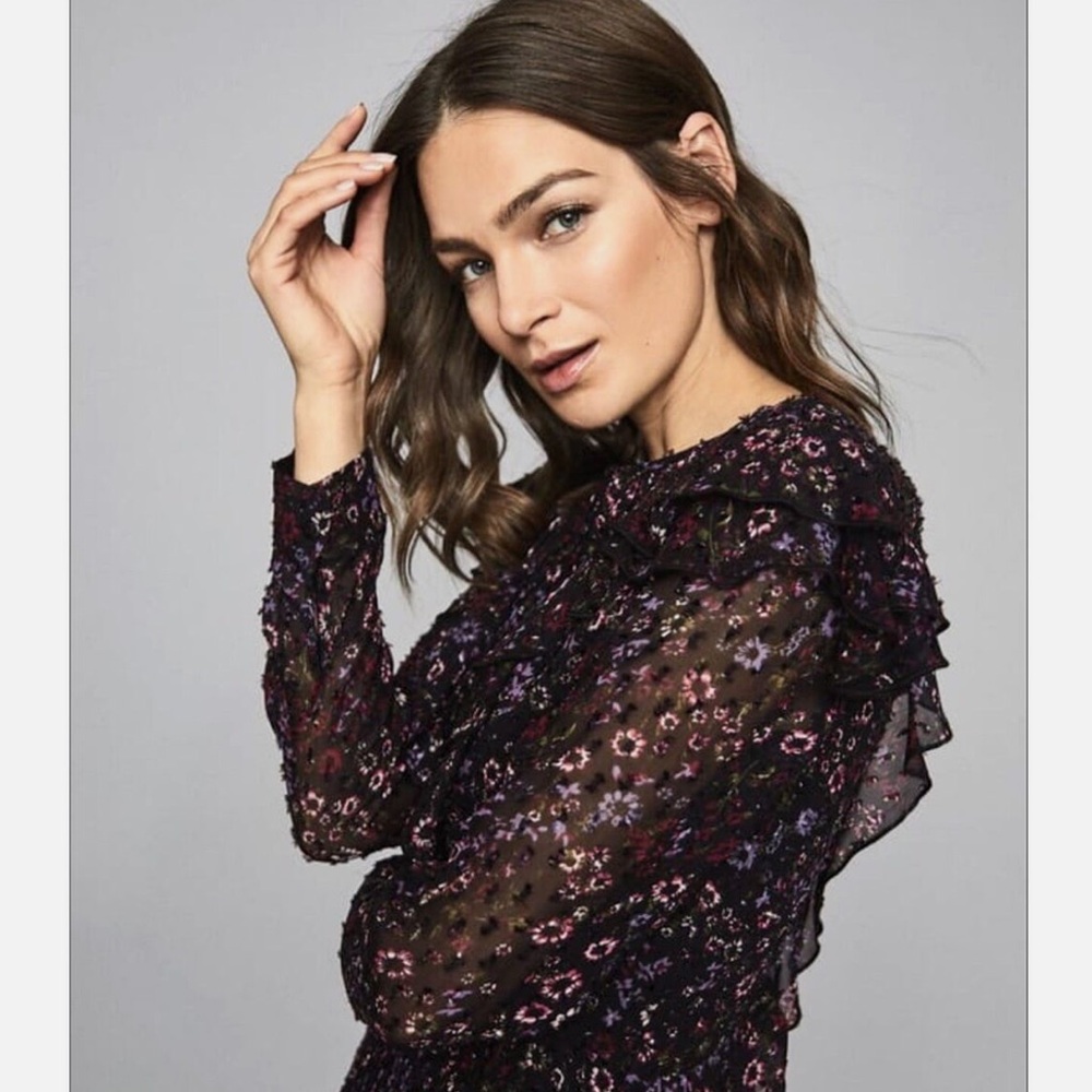 Reiss Carey Ruffle Floral Dress - Picture 3 of 9